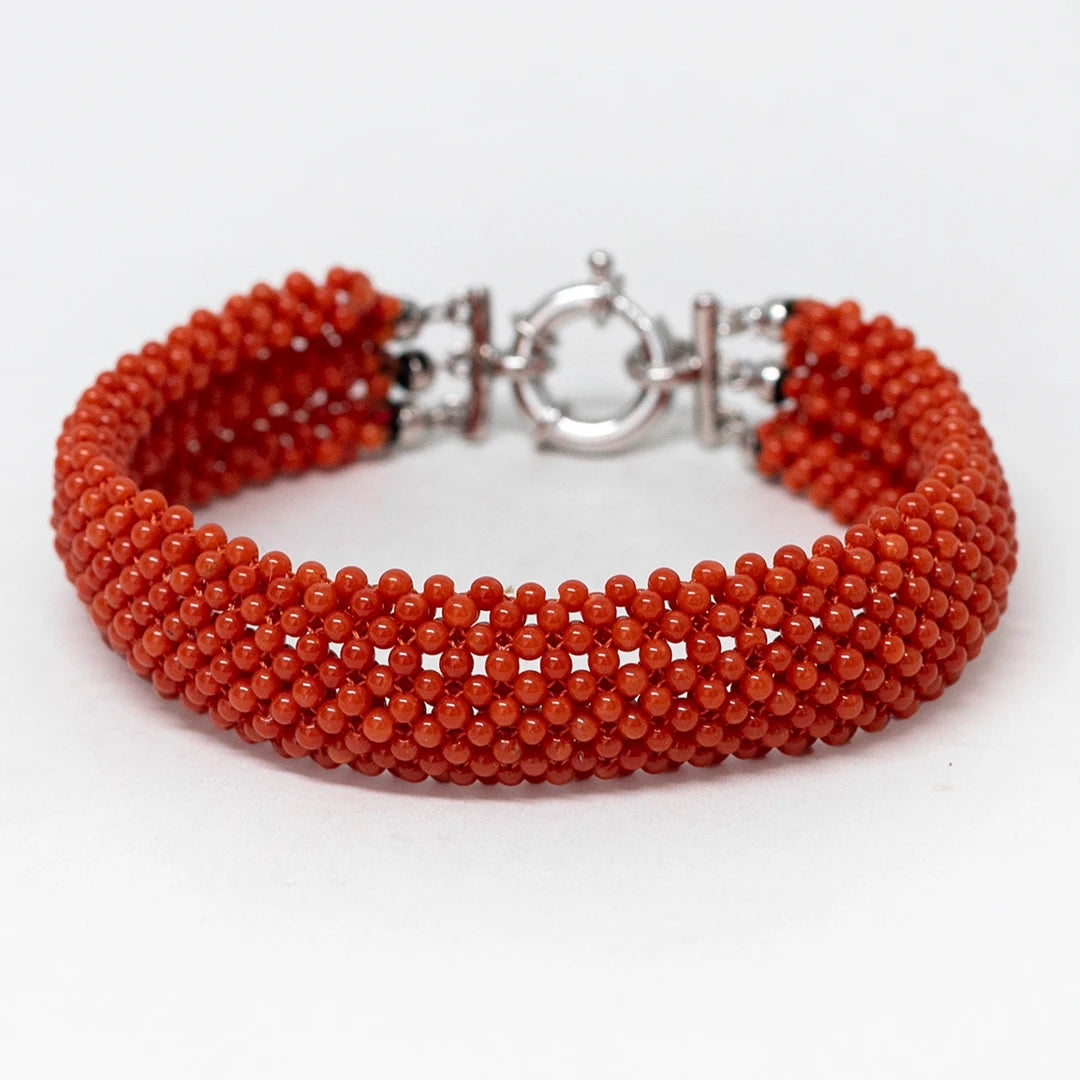 Red Coral Woven Bracelet