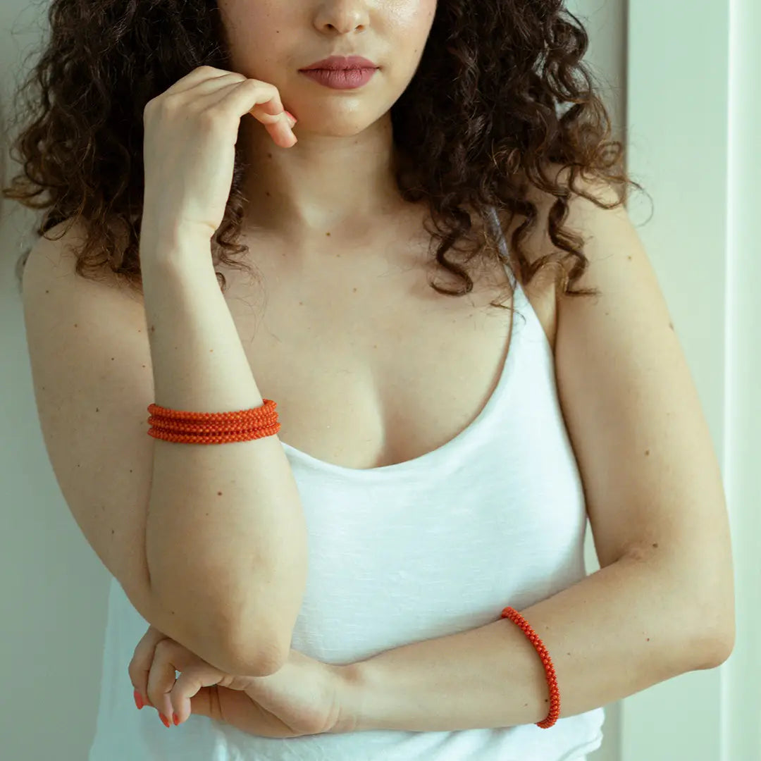 Red Coral Woven Bracelet