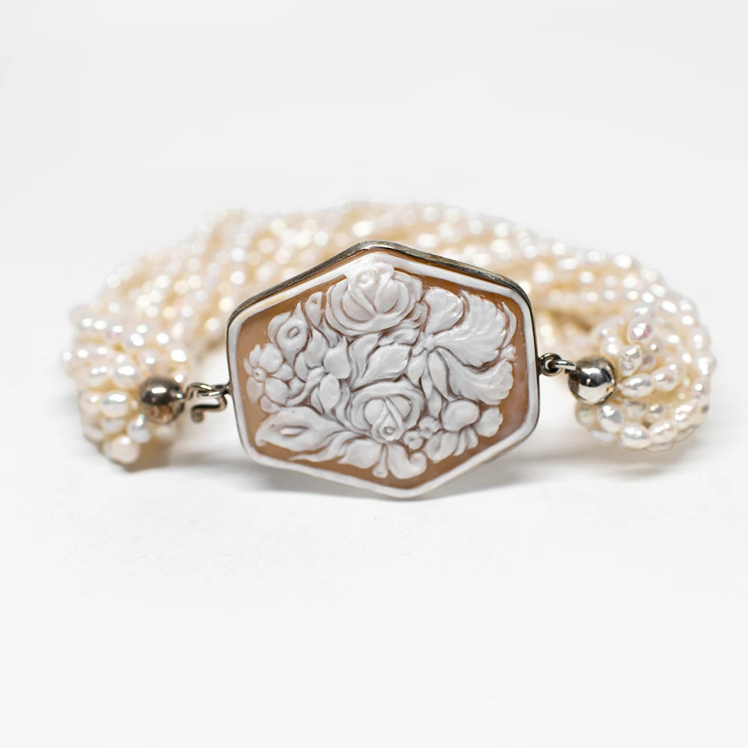 Bracciale Perle Cammeo Artistico Bouquet