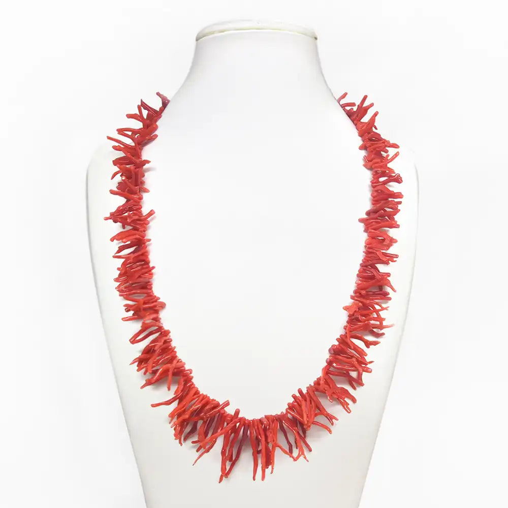 Red Coral Fringes Necklace