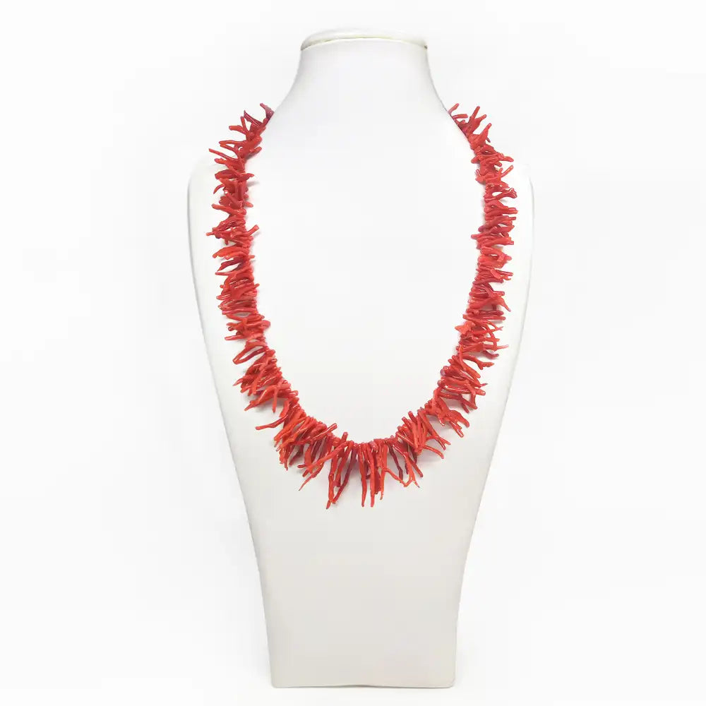 Red Coral Fringes Necklace