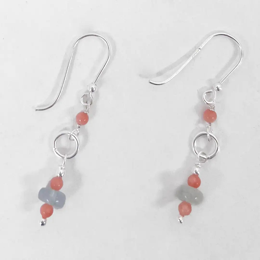 Silver Earrings with Precious Stones 