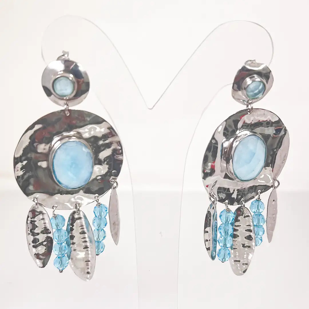 Silver Earrings with Crystals 