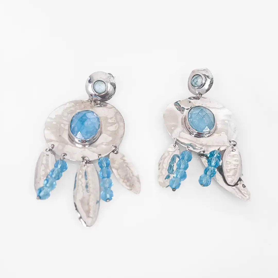 Silver Earrings with Crystals 