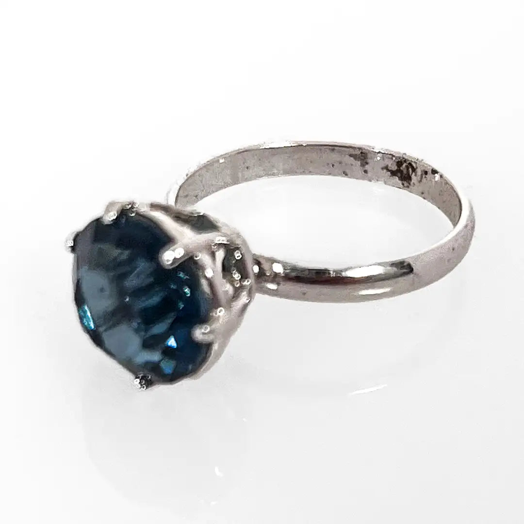 Silver Ring with Blue Stone Solitaire Model 